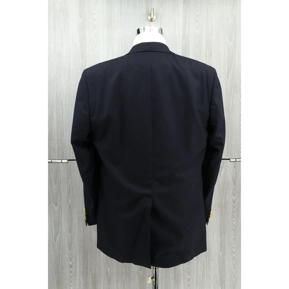 Chaps Ralph Lauren Mens Navy Blue 100% Wool 2-Button Blazer Sport Coat 44L